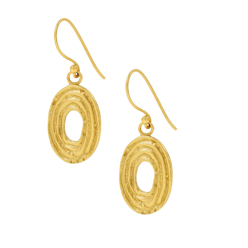 Handmade Eclipse [style] brass earrings crafted by Kenyan artisan